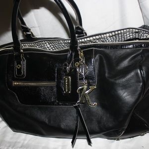 Steve Madden Black Leather Weekender Bag
